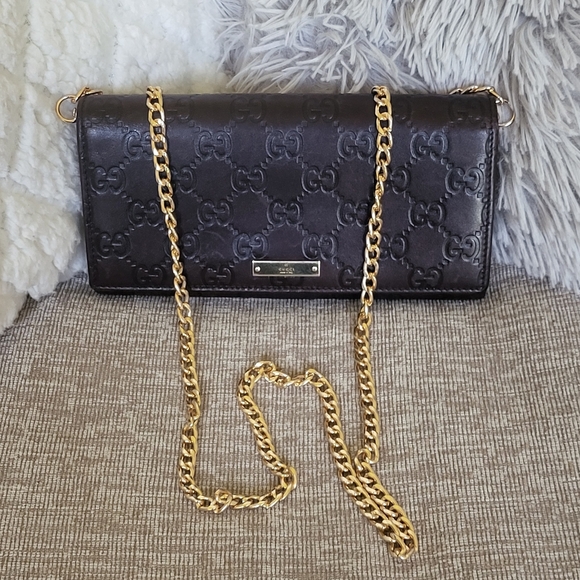 GUCCI Guccissima Margaux Calfskin Long Wallet Chocolate - Picture 1 of 12